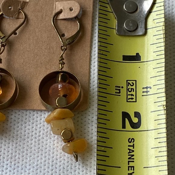 Metal and Stone Dangle Earrings - Picture 5 of 7